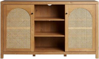 Walker Edison Transitional 58In 2-Door Sideboard With Rattan Panels