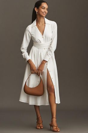 Hutch Long-Sleeve V-Neck Midi Shirt Dress