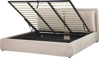 Beliani Beliani - Cama Con Almacenaje De Terciopelo Beige 180 X 200 Cm Otomana Bajonna