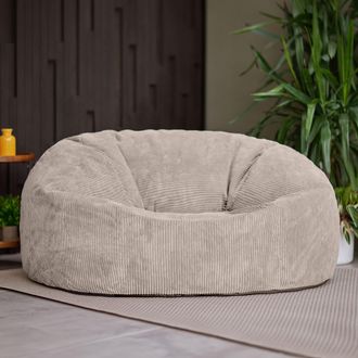 Icon Brand Soul Giant Corduroy Bean Bag Charcoal Grey 2-Seater Bean Bag Chair in Natural