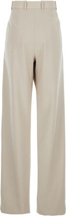 Saint Laurent Womens Beige Wool Pants With Belt Loops Trousers