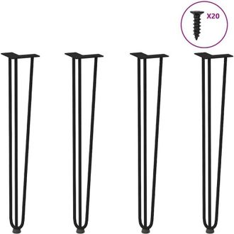 vidaXL Vidaxl - Patas De Horquilla Para Consolas, 4 Unidades, Color Negro, 72 Cm, Acero Macizo