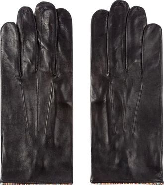 Paul Smith Gloves, male, Black, Size: M Stripe Piping Leather Glove