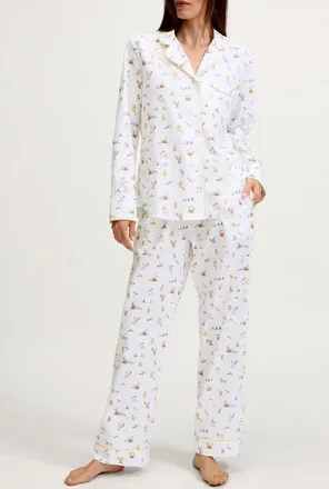 Petite Plume Brushed Cotton Twill Pajamas in White at Nordstrom, Size X-Small