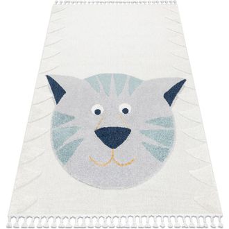 RugsX Carpet yoyo GD80 white / grey - Tiger for children, structural, sensory Fringes beige 140x190 cm