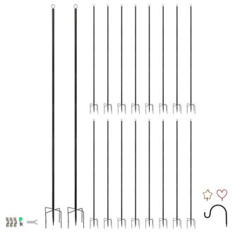 Harbour Housewares Outdoor Iron Festoon Poles - 0.6-2.5M - Black - Pack of 18 | Size: 18 Pack