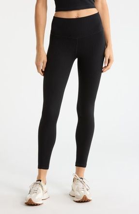 Zella Thrive Rib High Waist 7/8 Leggings in Black at Nordstrom, Size X-Small