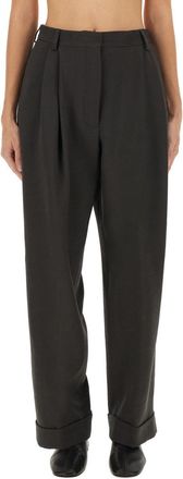 Dries Van Noten Partan High-Waist Pleated Wide-Leg Wool Pants