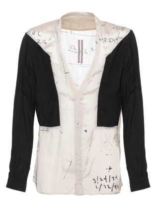 Rick Owens Ivory Printed Black Long Sleeve Shirt