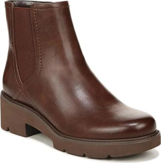 Naturalizer Cade Boots Womens M Cinnamon Leather Block Heel Chelsea LION1062
