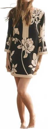 English Factory Flower Print Linen Mini Dress In Black