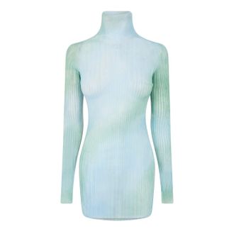 Off-white Off White Dames-mini-jurk met lange mouwen en tie-dye-print (Lichtblauw)
