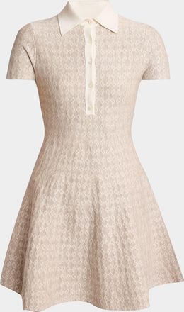 Givenchy 4G Logo Jacquard Fit-Flare Polo Wool Mini Dress