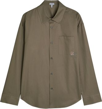 Loewe Anagram-embroidered Cotton-poplin Shirt - Khaki - 39 (C15.5 / M)