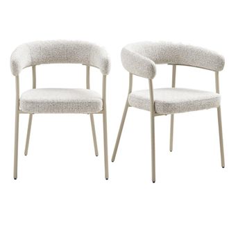 Moloo Silla de comedor en tela color arena y acero beige (x2)