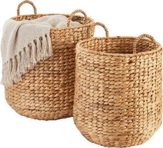 Best Choice Products 2-Piece Round Nesting Baskets W/Handles, Handwoven Water Hyacinth, Storage Organizer