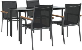 vidaXL Juego De Comedor Para Jard&iacute;n 5 Piezas Acero Y Textilene Negro Vidaxl