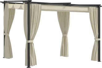 vidaXL Gazebo with Curtains 9.8x9.8 Cream Steel