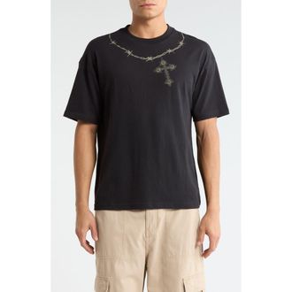 PacSun Barbed Cross Cotton Graphic T-Shirt in Black at Nordstrom, Size X-Large