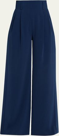 Akris Florina High-Rise Pleated Crepe Wide-Leg Pants
