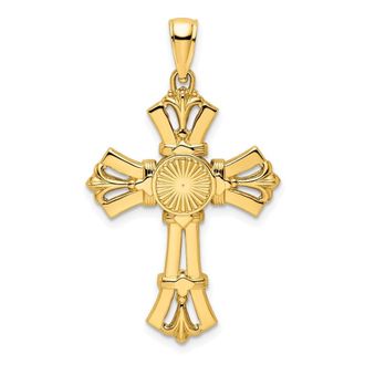 Diamond2Deal 14k Yellow Gold Polished Fancy Cross Pendant