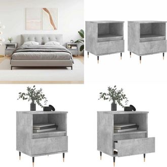 vidaXL Comodini 2pz Grigio Cemento 40x35x50 cm in Legno Multistrato - Comodino grigio cemento - Comodino con cassetto