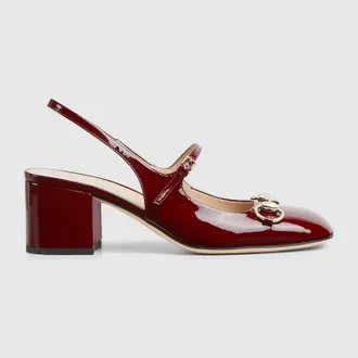 Gucci Womens Horsebit Pump, Red, Leather