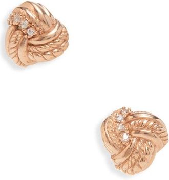 Bottega Veneta Knot Cubic Zirconia Stud Earrings in Gold at Nordstrom