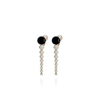 CHANTECLER Ros&eacute;gouden oorbellen met onyx en diamanten - Dames - Oorbellen - Geel - ONE Size - Accessoires