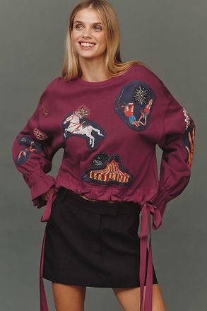 Maeve x Nathalie Lete Circus Long-Sleeve Drawstring Top