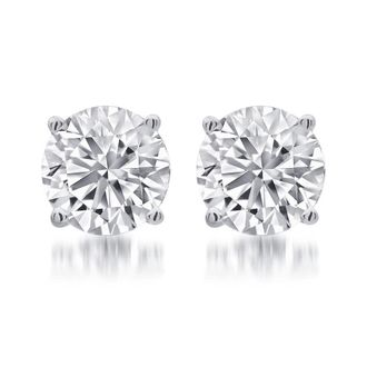 DiamondMuse 1.25 Carat T.W. Round White Diamond Sterling Silver Stud Earrings for Women