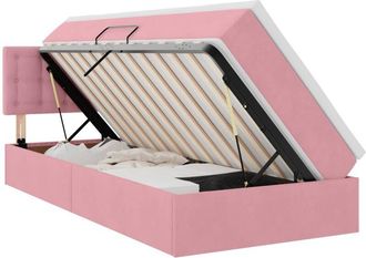 vidaXL Bed with Mattress with LED with Storage Pink 90 x 190 cm Velvet vidaXL