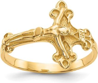 Diamond2Deal 14k Yellow Gold Crucifix Ring