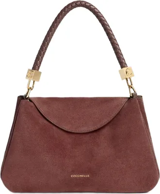Coccinelle Structured Burgundy Suede Handbag with Braided Handle