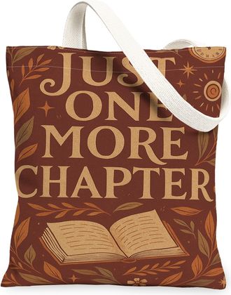 Generic Literary Canvas Tote Bags, Book and Leaf Design Reusable Grocery Bags, Autumn Vintage Lightweight Washable Shoulder Strap F, Brown, 13x15 Inch