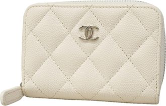 Chanel White Grained Calfskin Coin Purse/Coin Case (Pre-Owned)