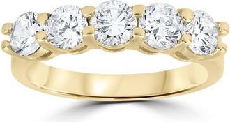 Pompeii3 3Ct Round Diamond Five Stone Wedding Ring 14k Yellow Gold