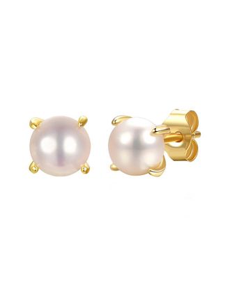 Genevive 14K Over Silver 7Mm Pearl Studs
