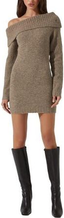 ASTR the Label Leya Off the Shoulder Sweater Dress in Taupe at Nordstrom Rack, Size Medium