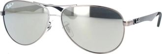 Ray-Ban Carbon Fiber Aviator Gepolariseerde Zonnebril - unisex - Zonnebrillen - Grijs - 61 MM - Accessoires