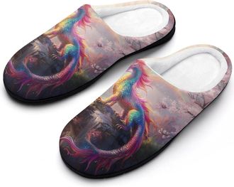 Generic Colorful Dragons Mens Slippers Comfortable And Non-slip Cotton Slipper Shoe for House