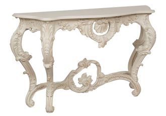 Biscottini International Mesa Consola De Madera Acabado Blanco Antiguo Made In Italy