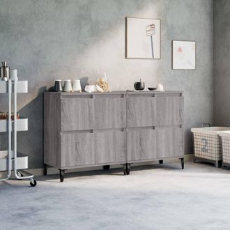vidaXL Vidaxl - Aparadores 2 Uds Madera Contrachapada Gris Sonoma 60x35x70 Cm