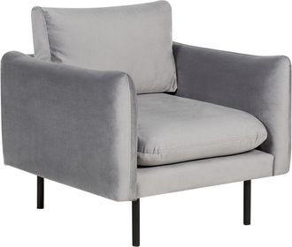 Beliani Beliani - Modern Velvet Armchair Grey Fabric Cushion Seat Back Metal Black Legs Vinterbro