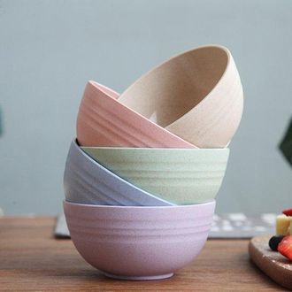 OEM Juego De 5 Cuencos De Desayuno De Pl&aacute;stico Irrompible, 770 Ml (26 Oz), Sin Bpa, Ligeros, Cuencos De Desayuno De Paja De Trigo 12x12x6cm