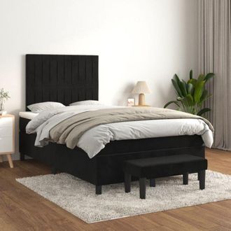 vidaXL Cama Box Spring Con Colch&oacute;n Terciopelo Negro 120x200 Cm Vidaxl