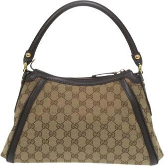 Gucci Pre-owned Vintage GG Canvas Schoudertas - Dames - Vintage Schoudertas - Beige - ONE Size - Leer - Vintage