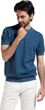 Thomas Maine t-shirt blauw wol gemeleerd