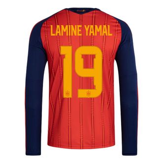 adidas Lamine Yamal Spain 26 Home Long Sleeve Jersey Asia Sizing Vivid Red KW7713