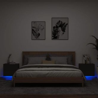 vidaXL Comodini a Parete con Luci led 2 pz Neri - Vidaxl
